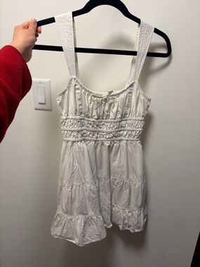 Sunday Best White Martine Dress with Ruffled Hem